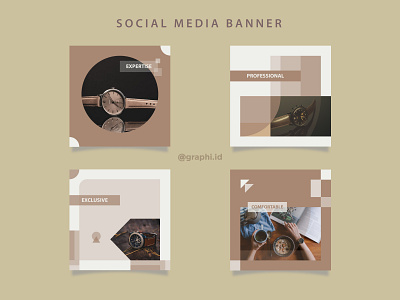 Minimalist social media banner branding design flat design freelancer illustration instagram banner instagram post instagram template minimalist modern vector watch wooden