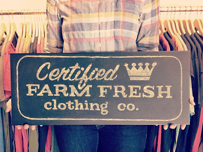 On the Farm chalkboard signage design farm fresh fashion t shirts typography