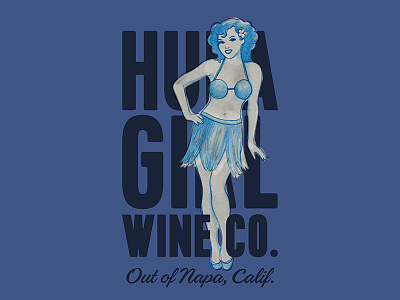 Hula Girl Wine Co. california farm fresh fashion hand drawn hula napa relax t-shirts water color wine