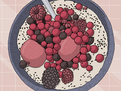 Breakfast Bowl adobe fresco berries bowl breakfast digital art illustration