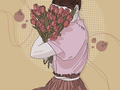Flower Girl adobe fresco digital art flower girl illustration spring woman