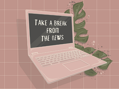 Take a break from the news adobe fresco adobe photoshop digital art illustration laptop monstera monstera illustration news plants watching