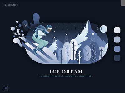 Ice Skiing Ilustration