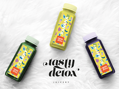 Tasty Detox Juicery bottle label branding design graphic design illustration art juice bar juice logo logo logo design packaging typography