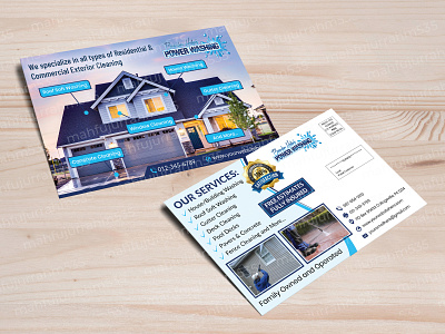 Pressure and Soft Washing Postcard Design gutter cleaning