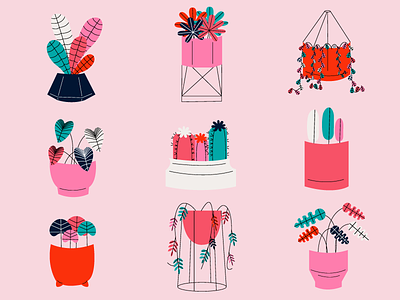 Plant pots love design editorial flat illustration vector