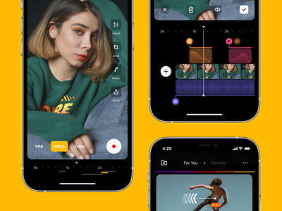 REEL - Video Editing Effects app application clean color dark design editor flat icons interface mobile product design record redactor ui ux video video tool visual visual design