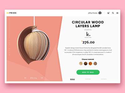 Product card for wooden lamp color design info lamp order product card ui wood