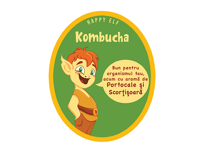 Kombucha label happy elf