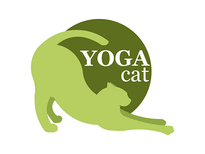 Yoga cat logo design branding cat combination logo design digital green gym logo vector yoga