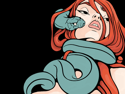 Ginger and Snake danger illustration sexy woman