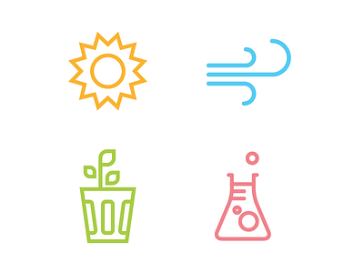 New Icon Sketches chemicals compost icons sun wind