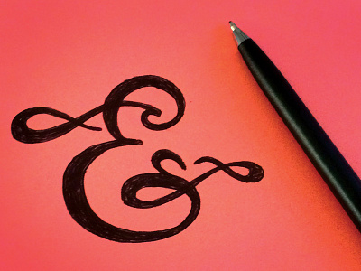 Ampersand ampersand hand hand drawn pen red script