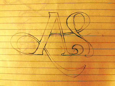"A" rough sketch with flourishes a capital hand drawn letter a lined paper signage sketch typography