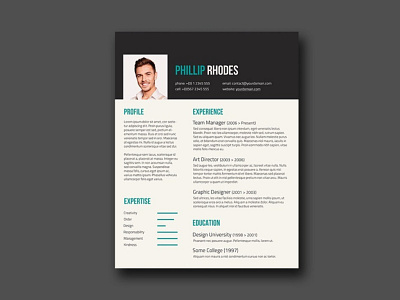 Free Resume Template with Turquoise Color Combination