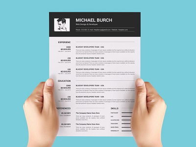 Free Black and White Resume Template with Minimal Design cv cv resume free cv template free resume template freebie freebies jobs resume resume template