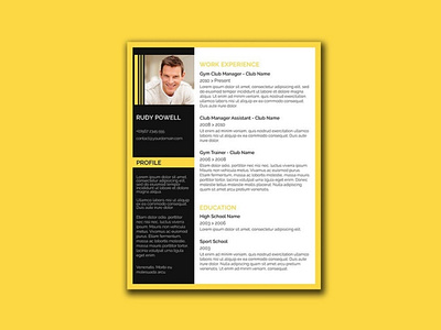 Free Stylish Resume Template with Black and Yellow Color Combina