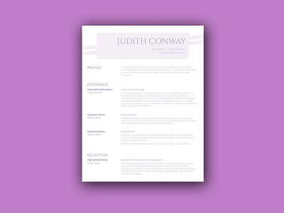 Free Purple Themed Resume Template