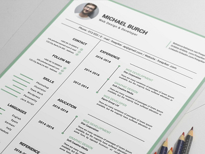 Free Clean Resume Template with Timeline Style Design cv cv resume cv template free cv template free resume template freebie freebies resume resume template simple