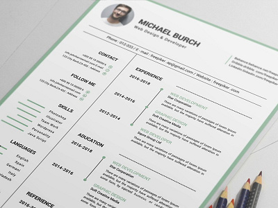 Free Clean Resume Template with Timeline Style Design