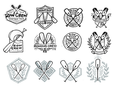 Writers Rowing Process cost of arms crest logo process sketches