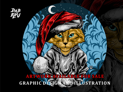 CHRISTMAS CAT apparel apparel design art artwork cat commission dark design illustration tshirt design tshirtdesign