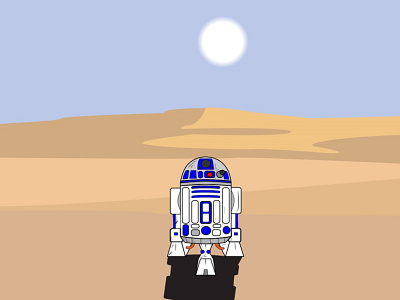 R2D2 in the desert first post illustration r2d2 starwars