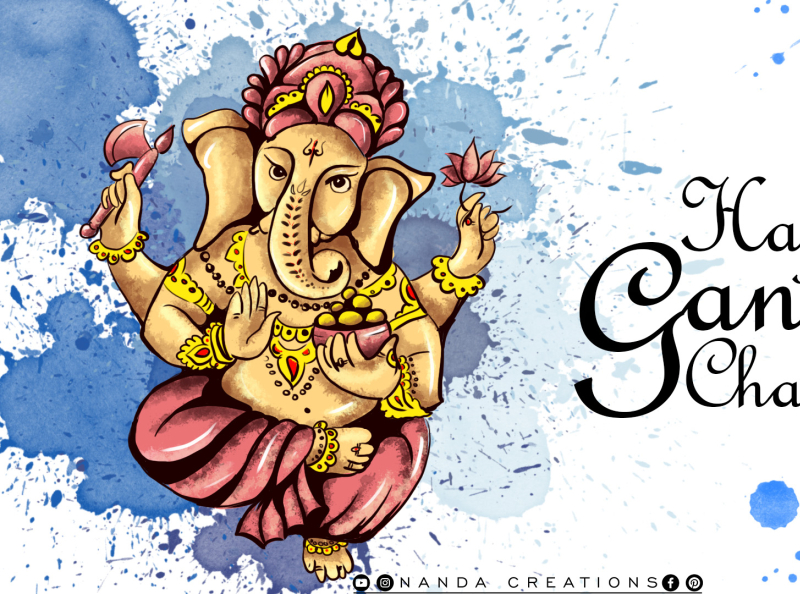 ganesh chaturthi digital painting by nanda creations on dribbble ganesh chaturthi digital painting by