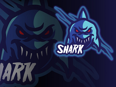 Shark 2d character design flat icon illustration logo logoesport vector