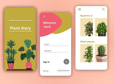 Plant Diary app app design design diary interface mobile plants ui uiux
