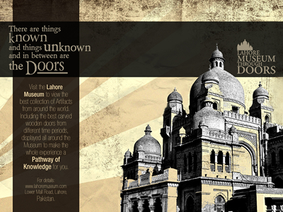 Promotional Ad for Lahore Museum architecture doors historical jim morrison lahore museum print ad promote quote woodwork
