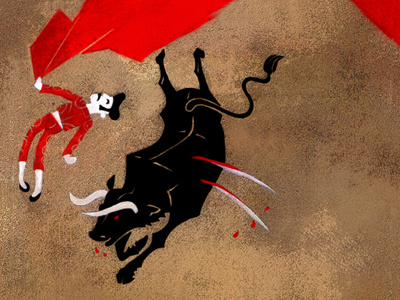 Illustration Poster bull bullfight handdrawn illustration illustrator red