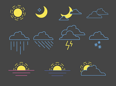 icons for the weather forecast design flat icon vector