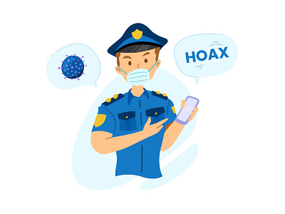 Police Against Hoax About Virus coronavirus cute design flat illustration police vector