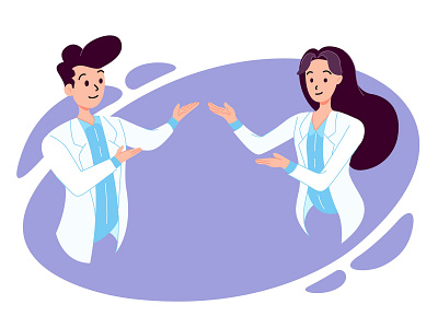 Multipurpose Man and Woman Doctor's Pose coronavirus cute design doctor flat illustration minimal vector