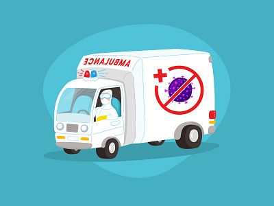 Special Ambulance Virus ambulance corona coronavirus covid 19 cute design doctor emergency flat hazmat hospital illustration minimal pandemic vector virus