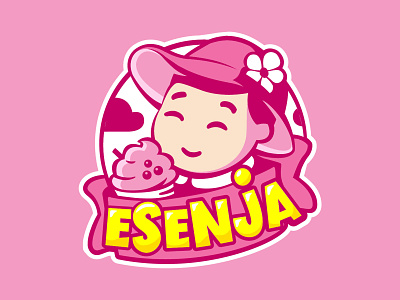 ESenja branding cute design drink girl ice icecream illustration little logo pink vector
