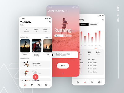 Workout Tracking App - Workoutty app clean design icon minimal modren ui ux