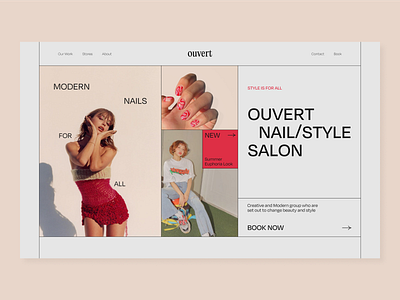 Ouvert- nail salon website beauty design modern nails shop ui ux web website