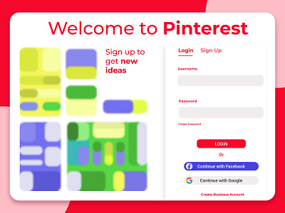 Pinterest Login Page Redesign design flat mindfulness ui ui design ux vector webdesign