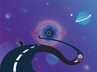 Lost in the ether black hole ether illustration illustrator planets space vector