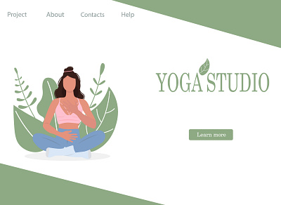 Web page template of Yoga Studio activity asana balance banner beautiful illustration meditating meditation page pose position relax relaxation template vector website woman yoga