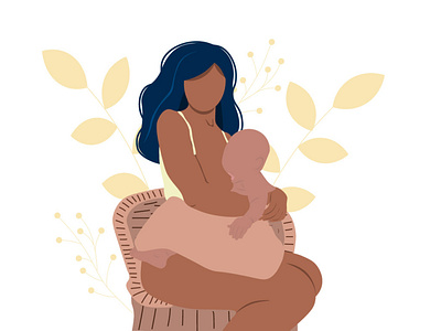 Breastfeeding illustration, mother feeding a baby.