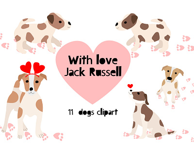 With love Jack Russell Clip Art baby clip art cute animals dog dogs hearts jack russell puppy terrier valentine vector