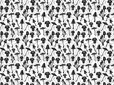 Magic Mushrooms Black and White design mushroom pattern pattern design seamless pattern vector