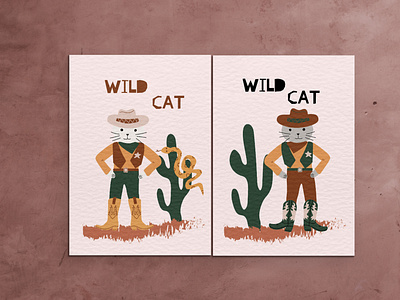 Wild Cat cat characters illustration kids art vector wild west