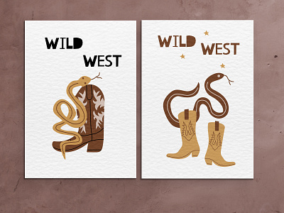 Wild West abstract art boots cowboy creative market illustration kids design snake vector west wild west