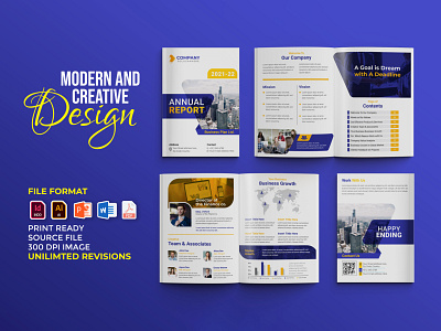 Creative and modern annual report 16 pages multipurpose brochure