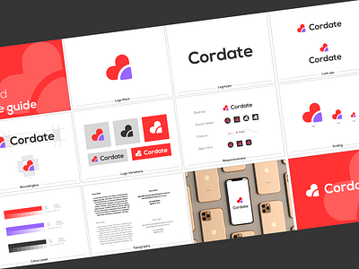 Brand style guide Cordate brand identity colours design font graphic design icon identity illustrator logo logodesign mockup typography vector