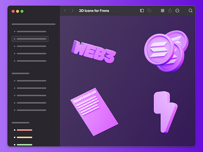 3D Web3 Icons 3d blender figma icons macos solana ui web3